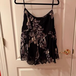 Floral Black Mini Skirt